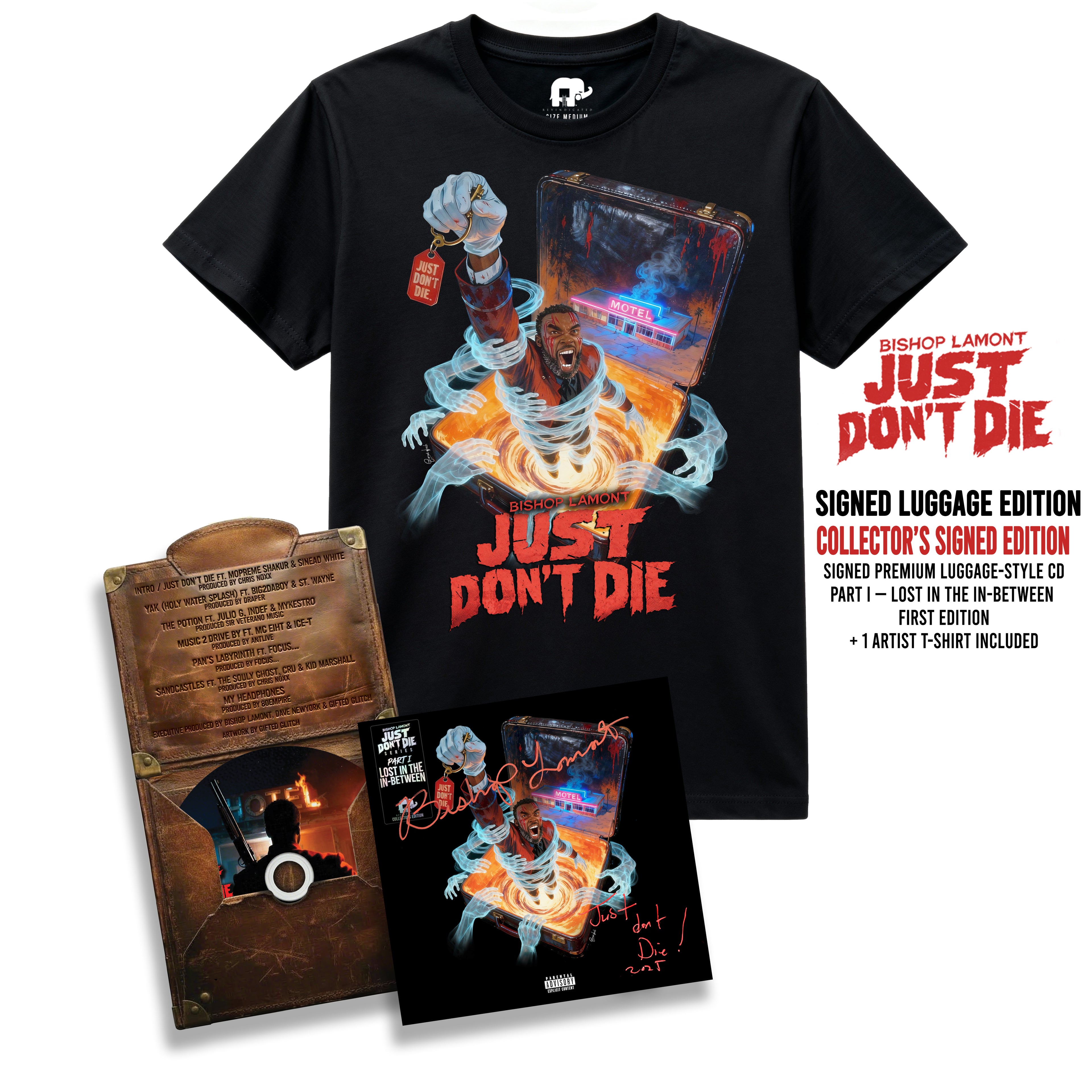 Bishop Lamont – (PREORDER) SIGNED Luggage Limited CD + T-Shirt bundle